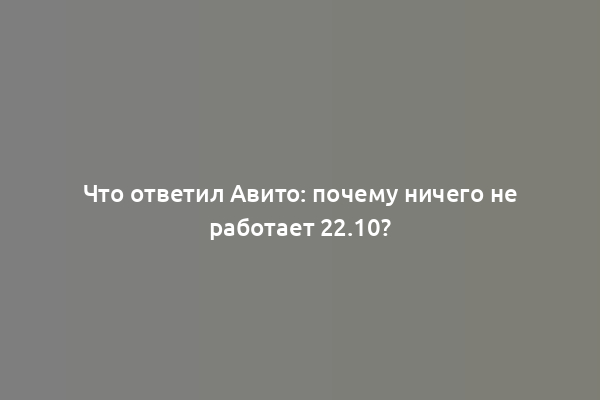 Что ответил Авито: почему ничего не работает 22.10?
