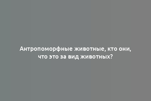 Антропоморфные животные, кто они, что это за вид животных?