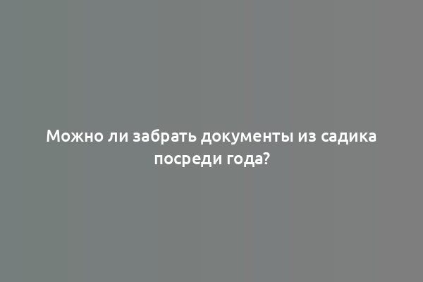 Можно ли забрать документы из садика посреди года?