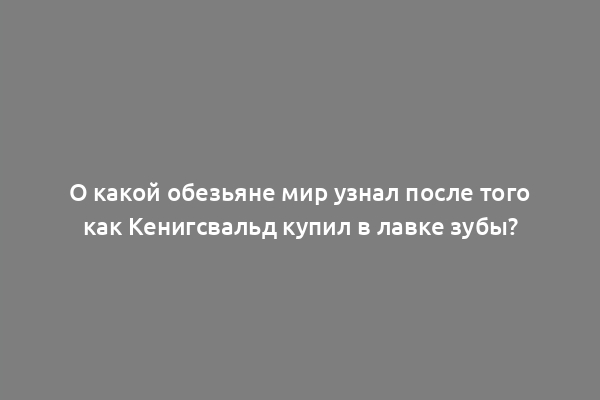 О какой обезьяне мир узнал после того как Кенигсвальд купил в лавке зубы?