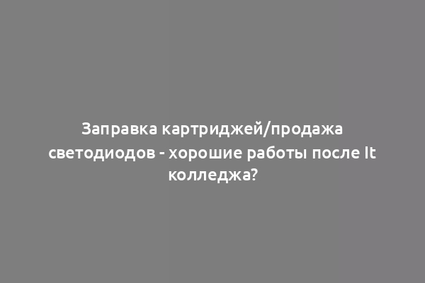 Заправка картриджей/продажа светодиодов - хорошие работы после It колледжа?