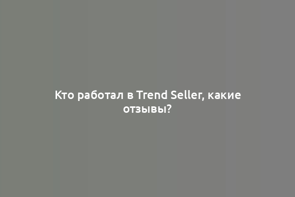 Кто работал в Trend Seller, какие отзывы?