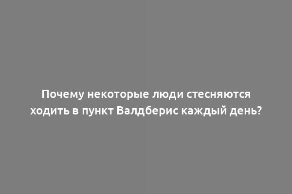 Почему некоторые люди стесняются ходить в пункт Валдберис каждый день?