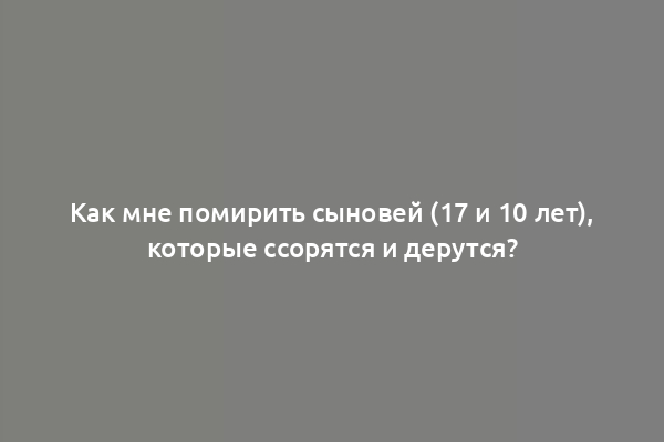 Как мне помирить сыновей (17 и 10 лет), которые ссорятся и дерутся?